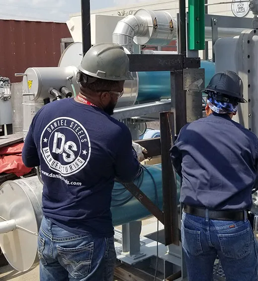 Field services crew performing pipe installation